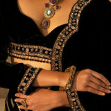 Black Scalloped Drape Sharara Set