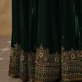 Bottle Green Velvet Embroidered Anarkali