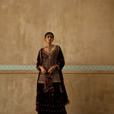 Silk Velvet Stripe Sequinned Gharara Set-RTS