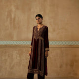 Mulberry Embroidered Long Kurta Set