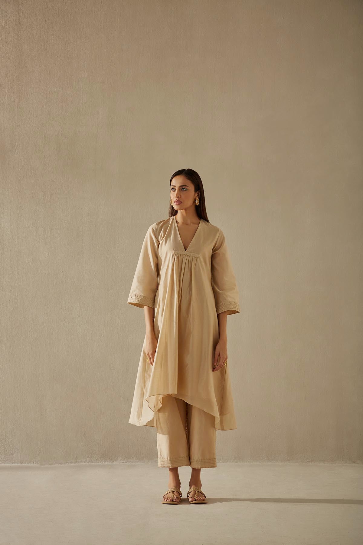 Silk Chanderi Zari Kurta Set