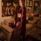 Custom Silk Velvet Scalloped Drape Sharara Set