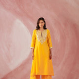 Yellow Intricate Gota Kurta Set