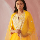 Yellow Intricate Gota Kurta Set-RTS