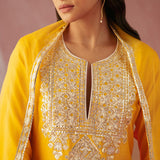 Yellow Intricate Gota Kurta Set