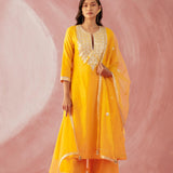 Yellow Intricate Gota Kurta Set-RTS