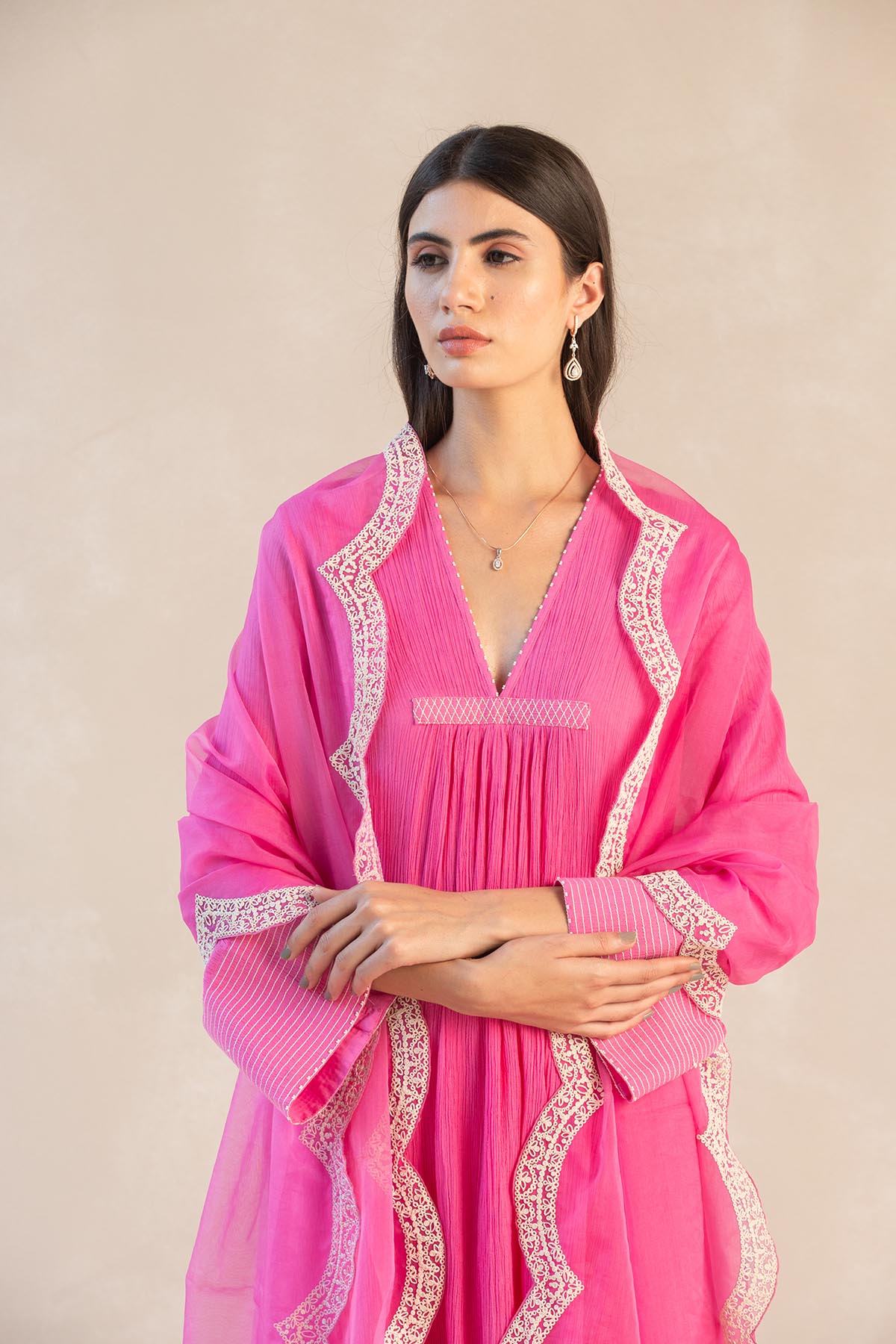 Asymmetrical Cotton Gauze Kurta Set