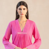 Asymmetrical Cotton Gauze Kurta Set