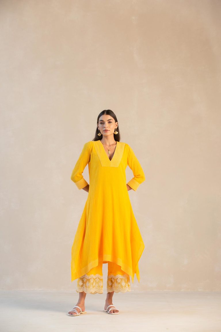 Waterfall Hemline Kurta Set-RTS