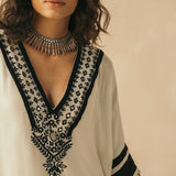 Ebony & Ivory Embroidered Kaftan