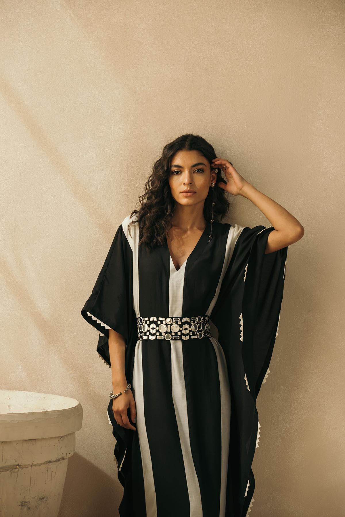 Ebony & Ivory Striped Kaftan