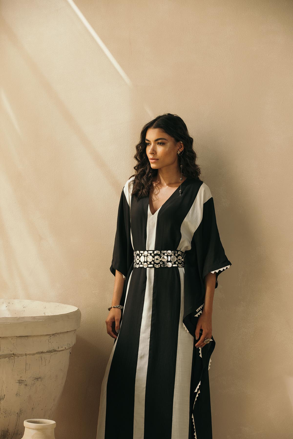 Ebony & Ivory Striped Kaftan