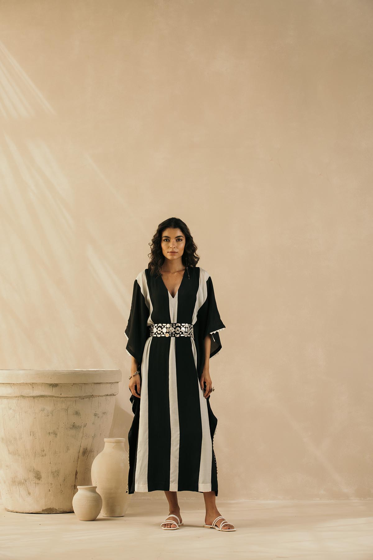 Ebony & Ivory Striped Kaftan