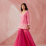 Fuschia Pink Pearl Gharara Set