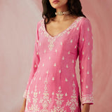 Fuschia Pink Pearl Gharara Set-RTS