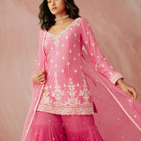 Fuschia Pink Pearl Gharara Set