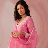 Fuschia Pink Pearl Gharara Set-RTS