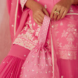 Fuschia Pink Pearl Gharara Set