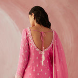 Fuschia Pink Pearl Gharara Set-RTS