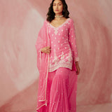 Fuschia Pink Pearl Gharara Set