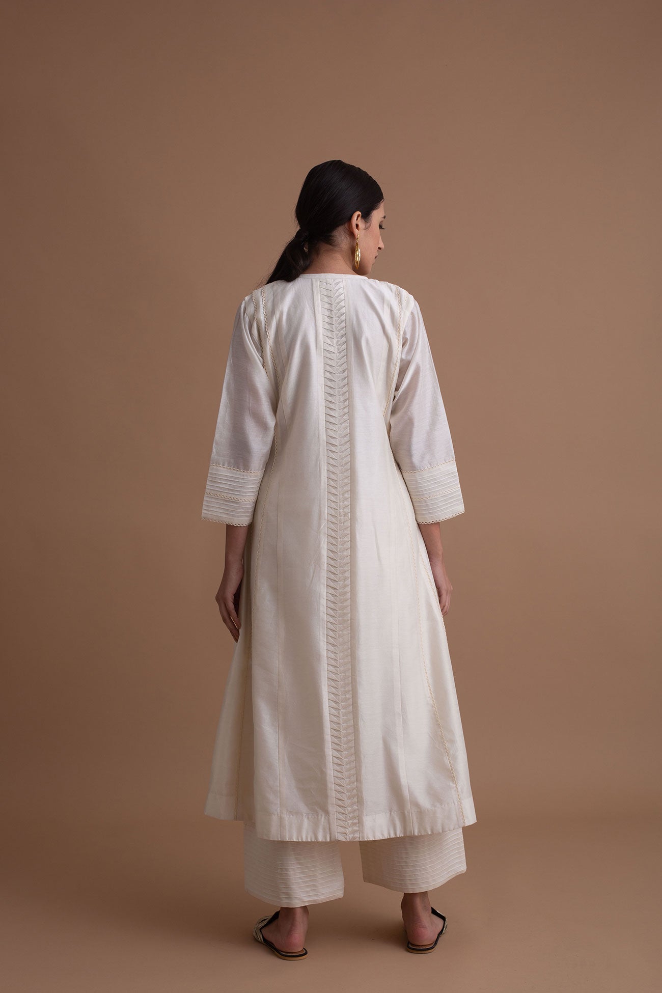 Silk Chanderi Pleated Kurta Set