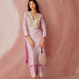 Lilac Double Yoke Gota Kurta Set