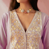 Lilac Double Yoke Gota Kurta Set