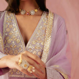 Lilac Double Yoke Gota Kurta Set