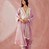 Lilac Double Yoke Gota Kurta Set