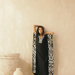 Midnight Black Abstract Appliqued Kaftan