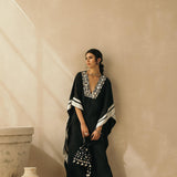 Midnight Black Abstract Mirror Kaftan