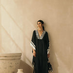 Midnight Black Abstract Mirror Kaftan