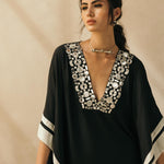 Midnight Black Abstract Mirror Kaftan