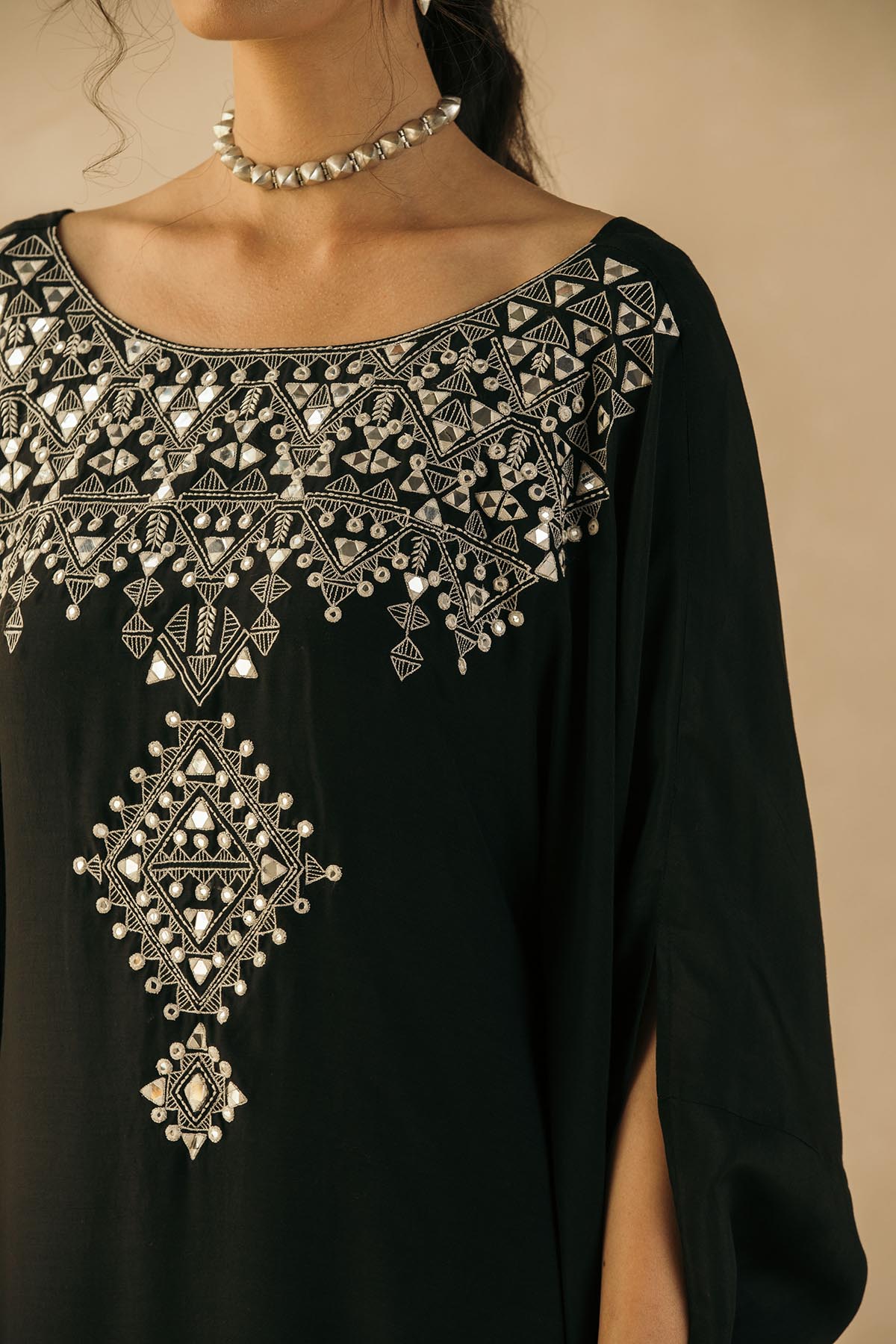 Midnight Black Mughal Kaftan