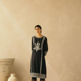 Midnight Black Gota Jaal Kurta Set