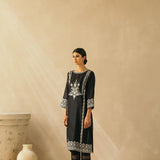 Midnight Black Gota Jaal Kurta Set