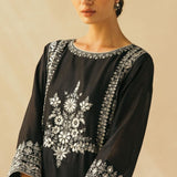 Midnight Black Gota Jaal Kurta Set