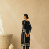 Midnight Black Gota Jaal Kurta Set