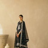 Midnight Black Gota Jaal Kurta Set