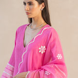 Organza Panel & Lace Kurta Set