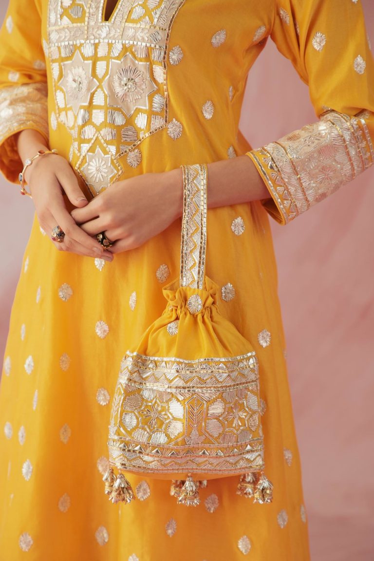 Yellow & Ivory Gota Salwar Set